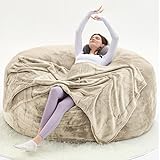 Generisch Soy Chair for Adults, Bean Bag with Filler, Storage Foam Chair, Giant Bean Bag with Super Soft Fur, Living Room Furniture, Suitable for Bedroom (apricot, 90 cm(M))
