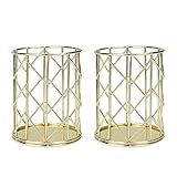 Stiftehalter Durchbrochen Runder Eisenkunst Schreibgerätehalter Multifunktionaler Schreibtisch Organisator Stiftköcher Organizer Make-up Pinselhalter 2 Stück (Gold)