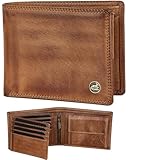 Fa.Volmer Leder Geldbörse Herren mit RFID-Schutz - extra-stabile Doppelnaht (8+3 Card - Antique Brown)