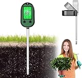 Lutranstra Bodentester, Boden PH-Messer 4-in-1, Bodenmessgeräte für Feuchtigkeit, Fruchtbarkei und pH, Boden-Feuchtigkeitsmessgerät für Garten, Bauernhof, Rasen