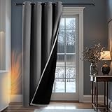 Deconovo 100% Verdunklungsvorhänge Vorhang mit Ösen Kälteschutz Vorhänge Dicker Türtrenner Winddicht Gardinen Wohnzimmer Türvorhang, 160x132(HöhexBreite), Dunkelgrau, 1 Stück