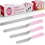MoNiRo Winkelpalette Edelstahl 4er Backzubehör Set - 1x Streichpalette + 3X Winkelpalette zum Dekorieren von Torten und Kuchen - Tortenspachtel - Profi Tortenmesser backen - Spatula - Tortenpaletten