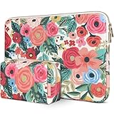 DOMISO 17,3 Zoll Laptop Hülle Tasche Wasserdicht Laptophülle Laptoptasche Sleeve Schutzhülle mit floralen Mustern für MacBook, HP, Dell, Asus Notebook,Rose