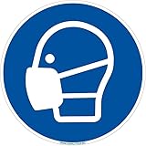 Signalétique.biz France – Sicherheitsschild „Maskenpflicht“ – Aluminium 2 mm – Ø 350 mm – PSA Pflichtzeichen für Arbeitsschutz und Industrie
