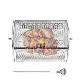 Drehbarer Edelstahlkorb | Rollgrill Grillkäfig | Robuster Hähnchenflügelkorb | Mühelose Wartung, Grillzubehör im Freien für Grills