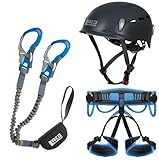 Generisch LACD Ultimate Ferrata + Gurt Start 2.0 + Helm Protector 2.0 Navy - Klettersteigset (Größe S (Taille = 68-100cm, Bein = 40-60cm))