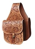 CHALLENGER Horse Western 102RS04 Satteltasche mit Holster, Leder, mit Blumenmuster