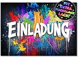 12x Graffiti EINLADUNGSKARTEN KINDERGEBURTSTAG Junge Mädchen - die frech bunten Graffiti PARTY Karten sind die perfekte Graffiti EINLADUNG für Jungen Mädchen Kinder GEBURTSTAG KINDERPARTY Gaming