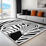 Plüsch-Gebiet Rugs Black Flannel Rugs, Simple Zebra strukturierte Druck gedruckt Carpets Indoor Fluffy Rugs Anti-Skid Playing Schlafzimmer Wohnzimmerboden Maschine Washable Teppich 90 x 150 cm