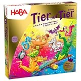 HABA Tier auf Tier Deluxe Version – Stapel- und Würfelspiel aus Holz mit 30 bunten Tieren und Wippe, Wackelspaß für die ganze Familie, Spiel ab 4 Jahren – 2012205001