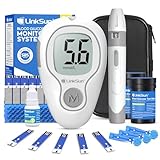 LinkSun 425-3 Blutzuckermessgerät-Set, 100 Teststreifen, 100 Lanzetten, 1 Blutzuckermessgerät, 1 Stechhilfe, 1 Glucose-Kontrolllösung, Glucometer für den Heimgebrauch, mmol/L & mg/dL