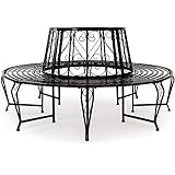 Casaria® Gartenbank Sitzbank Ø160cm Metall Pulverbeschichtet Wetterfest 320kg Belastbar Rundbank Fußschutz Garten Baum Bank Vintage Schwarz