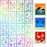 Malschablonen Kinder 16 Stück Zeichenschablonen Textilgestaltung Airbrush Schablonen Malen Set für Scrapbooking Fotoalbum DIY Karten