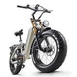 Ficyacto Elektrofahrräder 20 * 4.0 Zoll E-Bike Herren Damen Mit 48V 20AH Akku All-Terrain E-Mountainbike,7-Gang-Getriebe,Vollfederung City Ebike