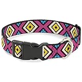 Buckle-Down 22,9–38,1 cm geometric1 Burgund/Pink/Hellbraun/Gelb/Baby Blau Kunststoff Clip Halsband, klein