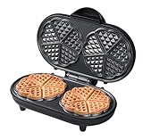 Bestron Doppel-Waffeleisen für klassische Herzwaffeln, Herzwaffeleisen mit Backampel & Antihaftbeschichtung, ideal für Kindergeburtstage, Ostern & Weihnachten, Farbe: Mattschwarz, ADWM1000BL