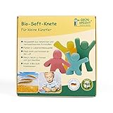 GRÜNSPECHT Bio-Soft-Knete, 4 Farben aus natürlichen Rohstoffen, Lebensmittelqualität, weich, mischbar, gelb, rot, grün, blau, Knete Zubehör, Knete, Knete Set, Kinderknete (680-00)