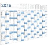 Wandplaner Kalender 2026 - Wandkalender 2026 Größer (100 x 70 cm) von JAN bis DEZ 2026, Wandkalender Schuljahr 2026 für Schüler und Lehrer - Dunstblau