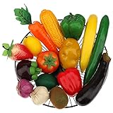 Meiwlong 16 Pcs Plastik Gemüse Und Künstliches Obst Künstliche Früchte Erdbeere Deko Künstliches Gemüse Plastik Obst Deko Gemüse Für Küche,Party,Heimdekor