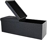 Zedelmaier Sitzbank mit Stauraum, Sitzhocker Faltbar Sitztruhe belastbar bis 300 kg, Deckel klappbar, klappbare Sitztruhe für Wohnzimmer, Flur, Schlafzimmer, 114x38x38 cm, Dunkelgrau