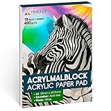Tritart Acryl-Papier A4 400g/m² I Malblock für Acrylfarben 18 Blatt weiß I hochwertiges Acryl Zeichenpapier säurefrei I schweres Malpapier für Acrylmalerei und Ölmalerei I kopfseitig geleimt