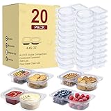 CUNLU Wiederverwendbare kleine Frischhaltedosen, Doppelfach, Gewürzbehälter mit Deckel für Mahlzeiten, Gewürze oder Dips, Salatdressing, Dip-Sauce, Schule, Arbeit, Fitnessstudio oder Ausflüge, 20 Sets