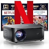 【Netflix offiziell & Dolby Audio】 Smart Beamer,25000 Lumen iSinbox WiFi6 Bluetooth tragbare Beamer,Full HD 1080P Projektor mit elektrischem Fokus und Trapezkorrektur,100%-50% Zoom Outdoor Beamer
