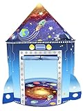 Kinder Spielzelt Raketenspielzelt Spielhaus Kleinkinder Jungen Zelt drinnen draußen großes Raumschiff Astronauten Pop-up tragbares Weltraumspielzeug Tipi Sinneszelt Heimkostümparty Geburtstagsgeschenk