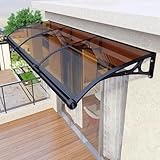 Vorzelt aus Aluminiumlegierung, 60 x 260 cm, für Türen und Fenster, brauner UV- und Regenschutz, Terrassenabdeckung, langlebiges Polycarbonat, perfekt für Veranden und Gärten