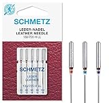 SCHMETZ Nähmaschinennadeln | 5 Leder-Nadeln LL | 130/705 H LL | geneigte Stichlage | Nadeldicken 2x 80/12, 2x 90/14 und 1x 100/16 | Nähset