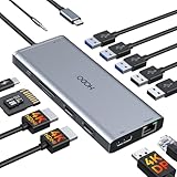 Dockingstation USB-C 2 Monitore, Laptop Docking Station Triple Display, USB C Hub Adapter 13 in 1 mit 2 HDMI, Displayport, Ethernet, PD, 5 USB, SD/TF Kartensteckplatz, 3.5mm Audio