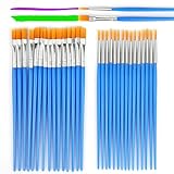 Halobios 30-teiliges Pinselset, 15 Flache und 15 runde Nylon Acrylfarben Pinsel für Erwachsene und Kinder, eignen Sich für Ölgemälde, Aquarell, Körpermalerei, Keramikmalerei und Künstlerbedarf.