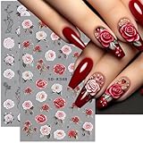 5D Geprägte Rose Nail Sticker Nagelsticker Valentinstag Nagelaufkleber Rosen Nagelfolie Selbstklebend Nagel Sticker Blumen Nageldesign Aufkleber Nägel Zubehör Valentines Flower Nail Art Stickers
