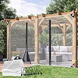 JIwqDY Outdoor Vorhänge wasserdicht Transparente Plane mit Reißverschlusstür Vinyl Kunststoffplane for Außenbereich, Pergola Vorhang, Seitenteil(15'x9'(4.5x2.8m))