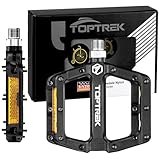 toptrek Fahrradpedale mit StVZO Reflektoren, Pedale Fahrrad Nylon Composite Flatpedale, 3 Bearing rutschfest MTB Pedale, 9/16 Zoll Fahrrad Pedalen Set für Rennrad/Mountainbike/Trekking/BMX/E-Bike