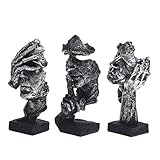 Marimor skulptur deko modern 3 Stück deko Figuren Statue Stille ist Gold skulpturen deko abstrakte Kunstfigur Wohnzimmer deko modern Dekoration für Zuhause Büro Statuen (Silber)