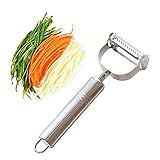 Wankd 3-in-1 Premium Ultra Sharp Edelstahl Dual Julienne & Gemüseschäler Schneide – Amazing Werkzeug für Making Leckere Salate und Gemüse-Nudeln (Edelstahl)