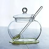 MINGZE Haushalt Zuckerschüssel, transparent Glas Zuckerdose, 250 ml, aus Glas Vorratsglas, Der perfekte Partner für die Familie und die Küche