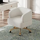 Kebnor Drehstuhl, zeitgenössisches Design, Freizeit-Drehstuhl,5 Räder,360° gedreht Werden,Chenille,beige,B71 × T60 × H71 cm