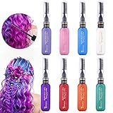 Haarkreide Kamm, 8 Farben Temporär Haarfarbe Kreide Kamm Ungiftig & Waschbare Haar Kreide Geschenk Temporär Haarfarbe Färben für Fasching, DIY Cosplay, Party, Weihnachten, Halloween, Geburtstag