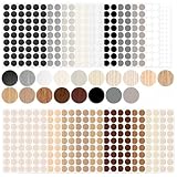 1166 Stück/20 Blatt Selbstklebend Abdeckkappen, 12mm/21mm Schraubenloch Aufkleber, Rund Wasserdicht Bohrloch Abdeckung mit Holzmaserung und Volltonfarbe für Schrauben Bohrlöcher Möbel