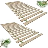 INNOVAHOME Lattenrost 160x200cm - Zweiteilig (2x80cm) - Tragkraft bis 280kg - 15 Latten Massives Kiefernholz Rollrost 160x200cm - Erfordert Mittigen Längssteg - Einfache Montage inkl. Schrauben