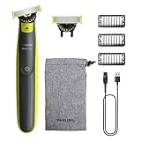 PHILIPS OneBlade 360 Face - elektrischer Rasierer & Trimmer, 2x 360 Klingen, 3x Trimmaufsätze (1/3/5mm), Nass- & Trockenrasur, Akku-USB, fürs Gesicht (QP2724/31)