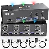 KVM Switch 3 Monitore 3 PC, Displayport HDMI USB 3.0 KVM-Umschalter für zwei Monitore, unterstützt 4K@60 Hz für 3 Computer