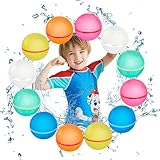12 Stück Wiederverwendbare Wasserbomben Selbstschließend, Eine Sekunde Schnellfüller Wasserbomben Set, Wasserspielzeug Pool Spielzeug Strandspielzeug für Sommer