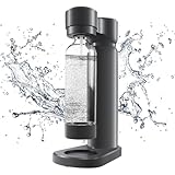 kisidus Wassersprudler Schwarz Sodamaschine mit 1 Liter Flasche stylisch und platzsparend, Höhe 40,3 cm