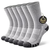 YouShow Merino Wandersocken Herren Damen Gepolstert Anti-Blasen Thermo Outdoor Trekking Socken 50% Merinowolle Socken Unisex 3 Paar Grau 35-38