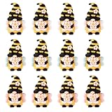 Lyreh 12stk Mini-Zwerge-Figuren, Florale Frühlings-Bienen-Zwerge-Ornamente Niedliche Elfen-Zwerg-Dekorationen Kleine Frühlings-Gartenstatuen Geschenke für Zuhause Puppenhäuser (Weiß, Blau, Rosa)