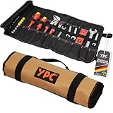 YPC VarioRoll XL – 56x34cm, 20 Steckfächer und 15 Schlaufen, Werkzeugtasche rollbar, Messertasche, Werkzeug Rolltasche, Werkzeugrolle, Maulschlüssel Tasche leer