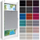 Shadoo Home® - Plissee Ohne Bohren NACH MAß | 23 Farben | Breite 30-129cm | Höhe 50-230cm | Blickdicht und Lichtdurchlässig Klemmfix für Fenster & Balkontür - Angepasste Größe alle 1cm
